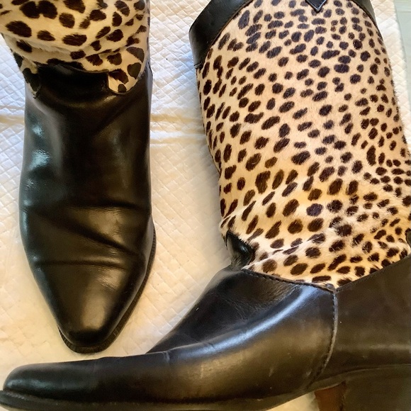 Cowgirl boots, western pony fur pattern, Italian leather, leather lined inside - Picture 13 of 15